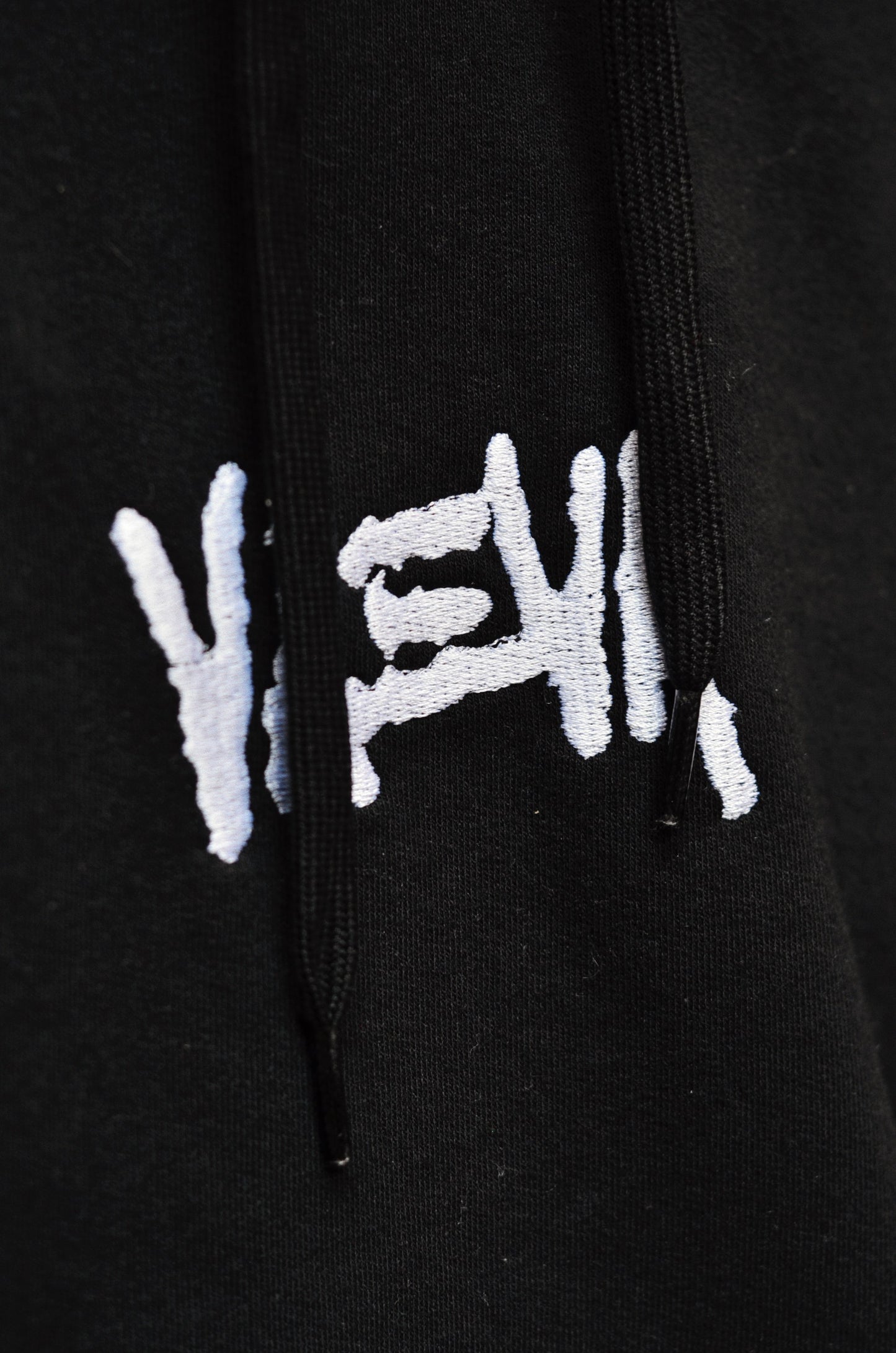 Hoodie ufficiale VAEVA "Error VAEVA not found" – dettaglio ricamo frontale
